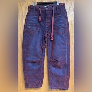 Free People We the Free Burgundy Flocked Barrel Jeans